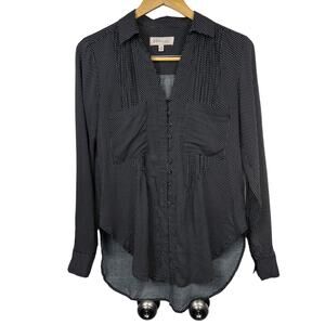 Philosophy Republic Button Up Tie Front Black/White Polka Dot Blouse Size XS
